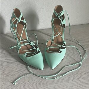 Banana Republic Pastel Green Lace-Up Heels